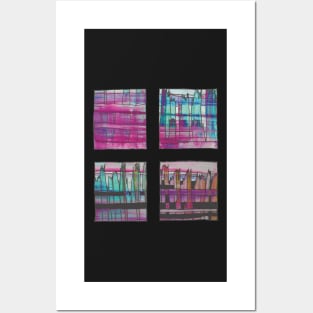 Liminal Space in Pink, Light Blue and Purple through 4 windows Posters and Art